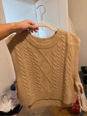 American Eagle Outfitters Cable Knit Sweater Vest in Tan